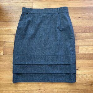 Vintage Gray Wool Tiered Pencil Skirt